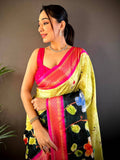 Lime Soft Gadwal Uppada Silk Saree