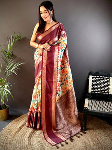 Rich Maroon Banarasi Soft Silk Saree