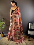 Light Brown Folklore Tissue Chanderi Saree