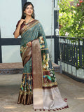 Pure Viscose Dola Silk Saree With Zari Weaving Pallu In Teal Colour - Luxe