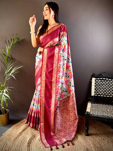 Opulent Wine Banarasi Soft Silk Saree