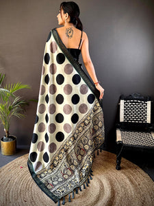 Pista Soft Silk Polka Dot Print Saree