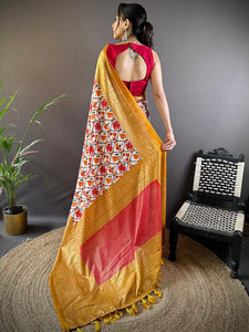 Design Soft Chanderi Silk Patola Design Festive Wear Saree