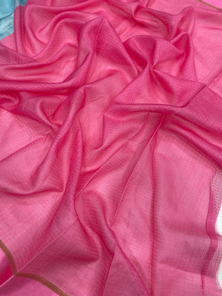 Tie dye Digital printed Satin Kota Doriya Designer Party Wear Saree in Pink Colour