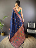 Navy Blue Soft Silk Coppar Zari Weaving Saree