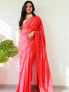 Soft Pure Georgette Saree With Thread Weaving Print