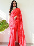 Soft Pure Georgette Saree With Thread Weaving Print