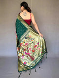 Bottle Green Paithani Big Border Zari Woven Saree