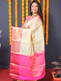 White Banarasi Brocade Saree