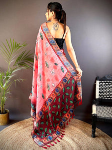 Pink Georgette Pichwai Print Saree