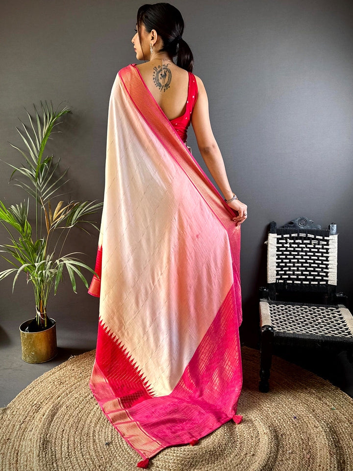 Elegant Cotton Viscose Zari Check Ombre Saree