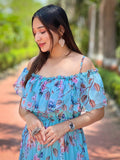 Tropical Breeze Blue Floral Maxi Dress