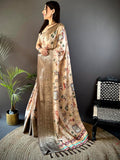 Soft Silk Kalamkari Print Saree In Peach