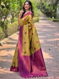 Dijon Kanjivaram Tissue Saree With Gold Zari Weaving