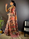 Light Brown Folklore Tissue Chanderi Saree