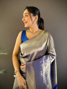 Silver Elegance Kanjivaram Saree