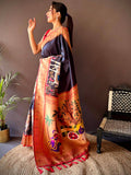 Black Minakari Soft Silk Saree