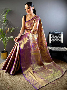 Elegance Golden Dharmavaram Silk Saree