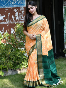 Traditional Bandhani saree in soft silk with Kanjivaaram border