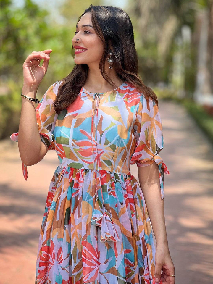 Rainbow Abstract Printed Dress