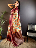 Rich Maroon Banarasi Soft Silk Saree