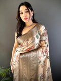 Soft Silk Kalamkari Print Saree In Peach