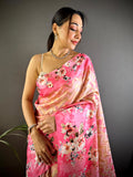 Baby Pink Zari Zigzag Kota Doriya Saree