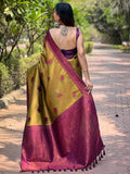 Dijon Kanjivaram Tissue Saree With Gold Zari Weaving