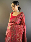 Red Patola Kalamkari Saree