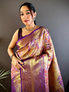 Elegance Golden Dharmavaram Silk Saree