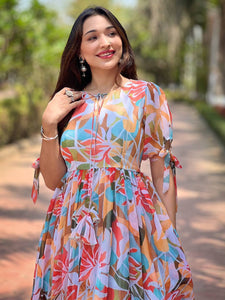 Rainbow Abstract Printed Dress