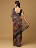 Geometric Printed Coffee Brown Poly Georgette Saree