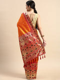 Exquisite Yevla Paithani Minakari Work Silk Saree in Orange Colour