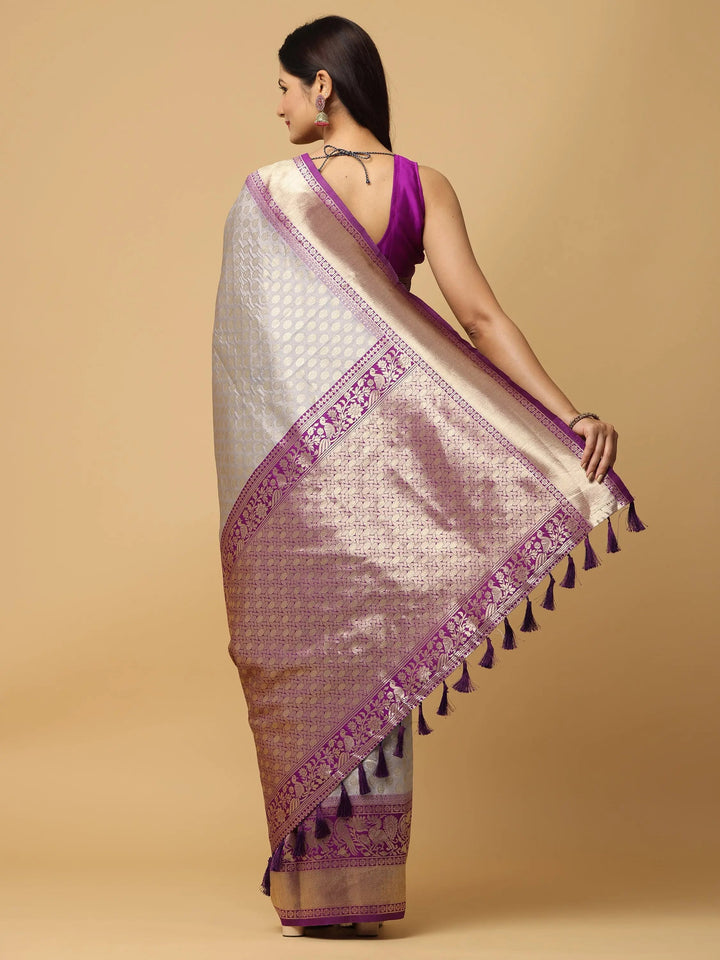 Grey Pattu Silk Rich Pallu Saree