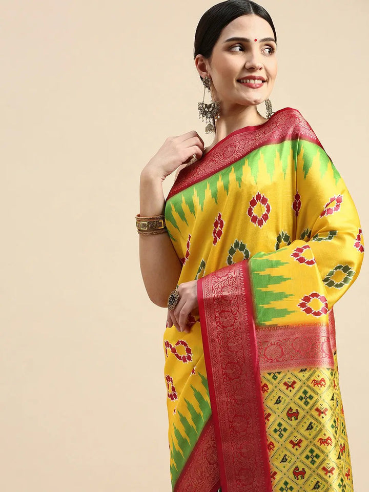  Ikkat Digital Print Soft Silk Saree