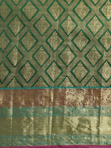 Banarasi Silk Cotton Green Colour Woven Design Saree