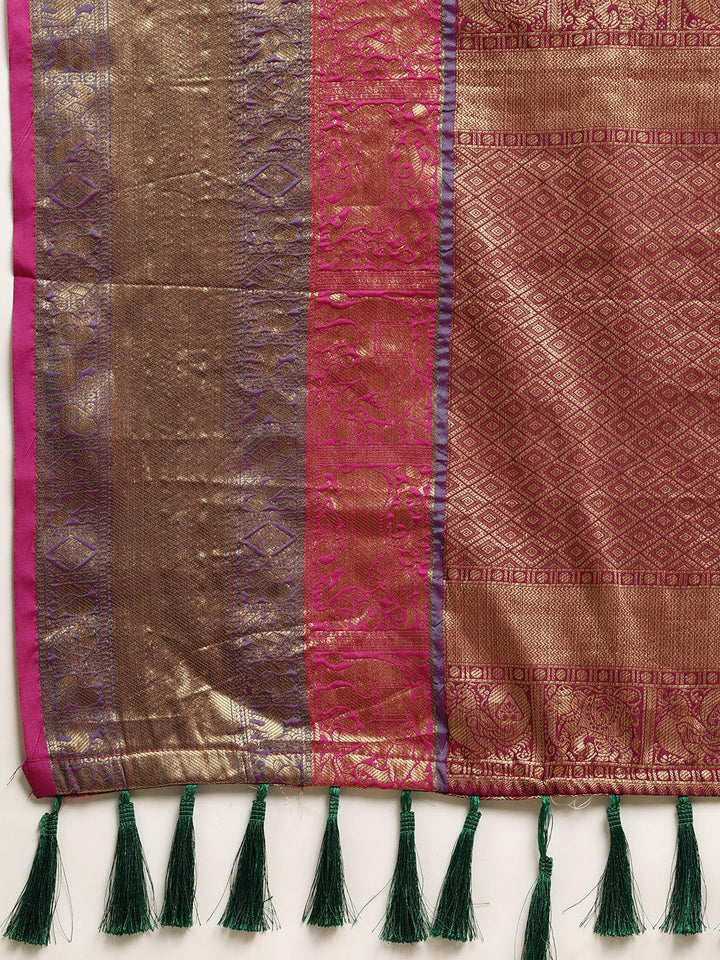 Banarasi Silk Cotton Green Colour Woven Design Saree