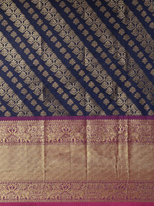 Pure Kanjivaram Navy Colour Zari Silk Saree