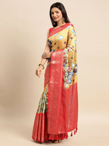 Exquisite Kalamkari Pattu Banarasi Silk Saree