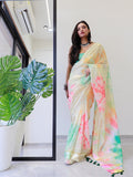 Tie dye Digital printed Doria Designer Party Wear Saree in Multi Colors