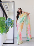 Tie dye Digital printed Doria Designer Party Wear Saree in Multi Colors