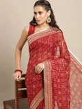 Chiffon Bandhej And Foli Print Saree