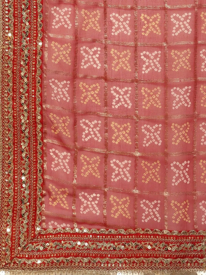 Poly Chiffon Bandhej & Foil Print Festive Wear Saree