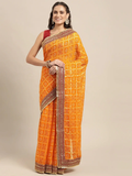 Poly Chiffon Bandhej & Foil Print Festive Wear Saree