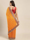 Poly Chiffon Bandhej & Foil Print Festive Wear Saree