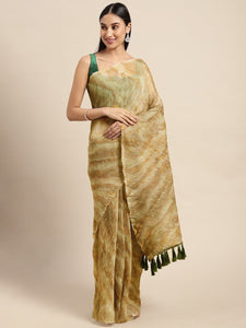 Bollywood Design Beige Colour Soft Linen Crush Saree