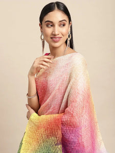 Bollywood Design Multi Colour Soft Linen Crush Saree