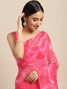 Bollywood Design Pink Colour Soft Linen Crush Saree