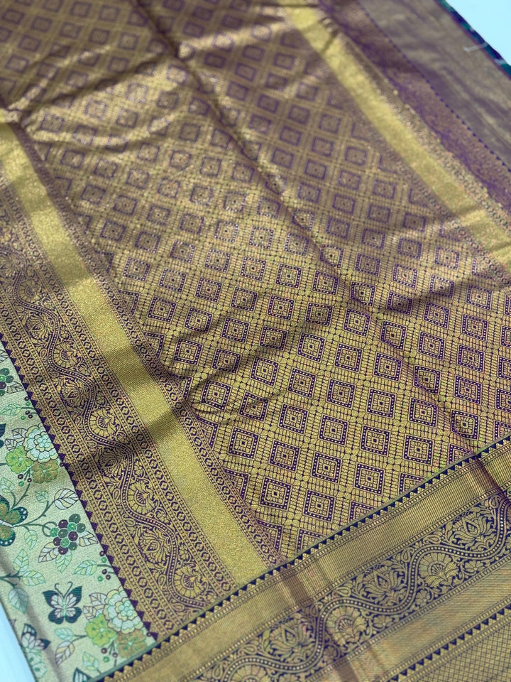 Purple Dharmavaram Butterfly Silk Saree