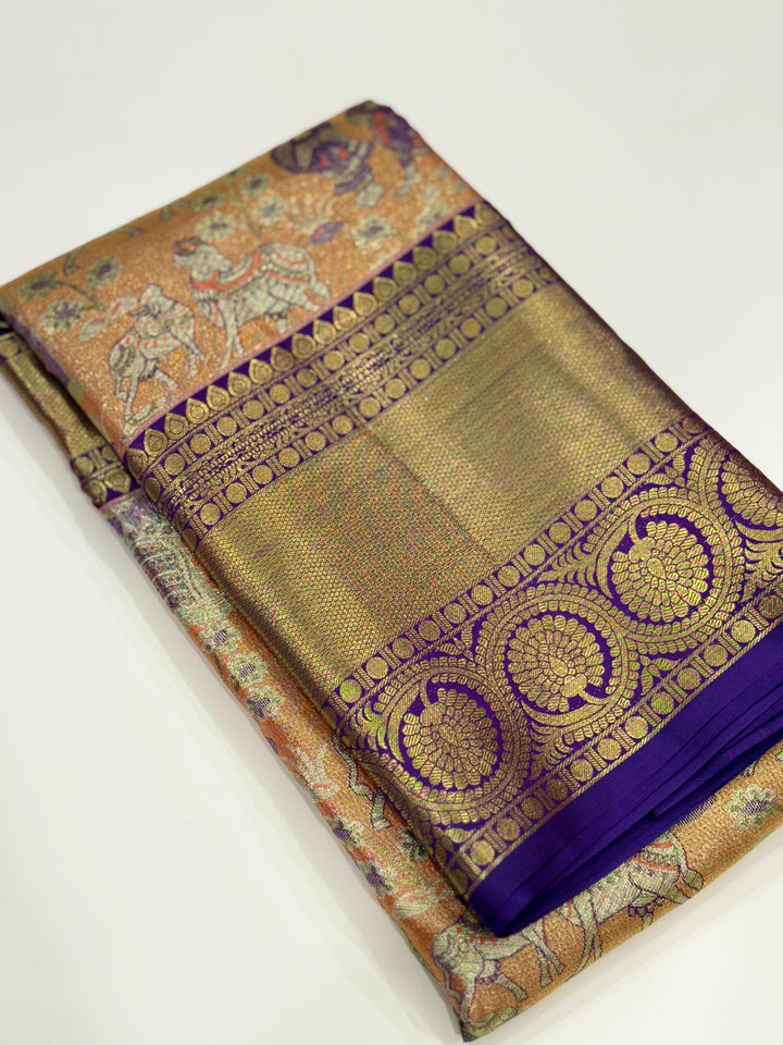 Elegance Golden Dharmavaram Silk Saree